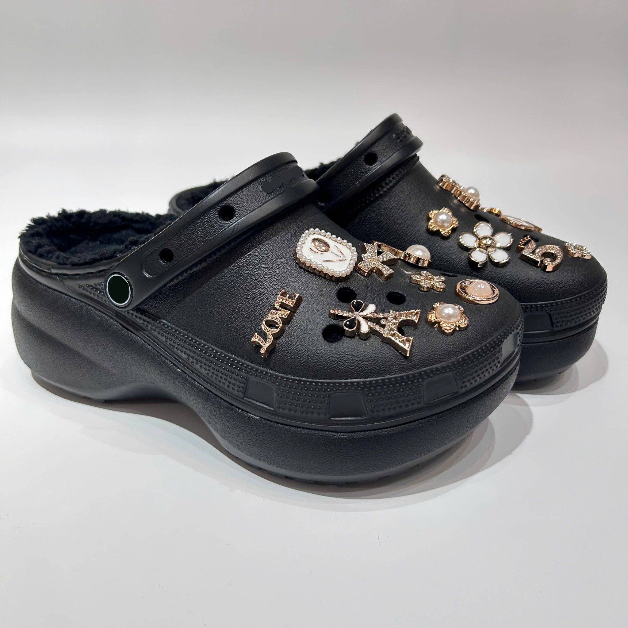  Dép sục cross classic platform đế cao 5 phân nữ lót lông 