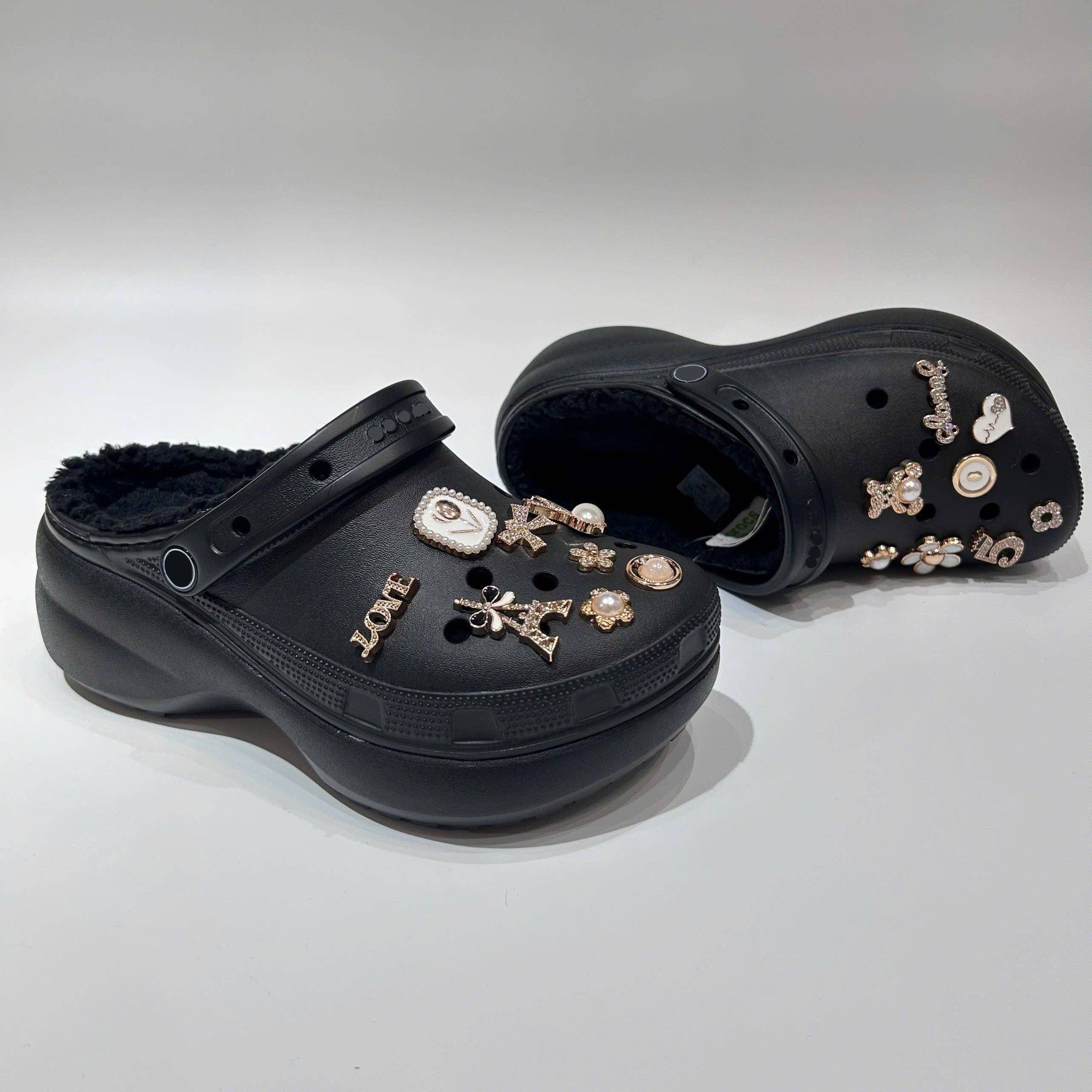  Dép sục cross classic platform đế cao 5 phân nữ lót lông 
