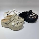  Dép sục cross classic platform đế cao 5 phân nữ lót lông 