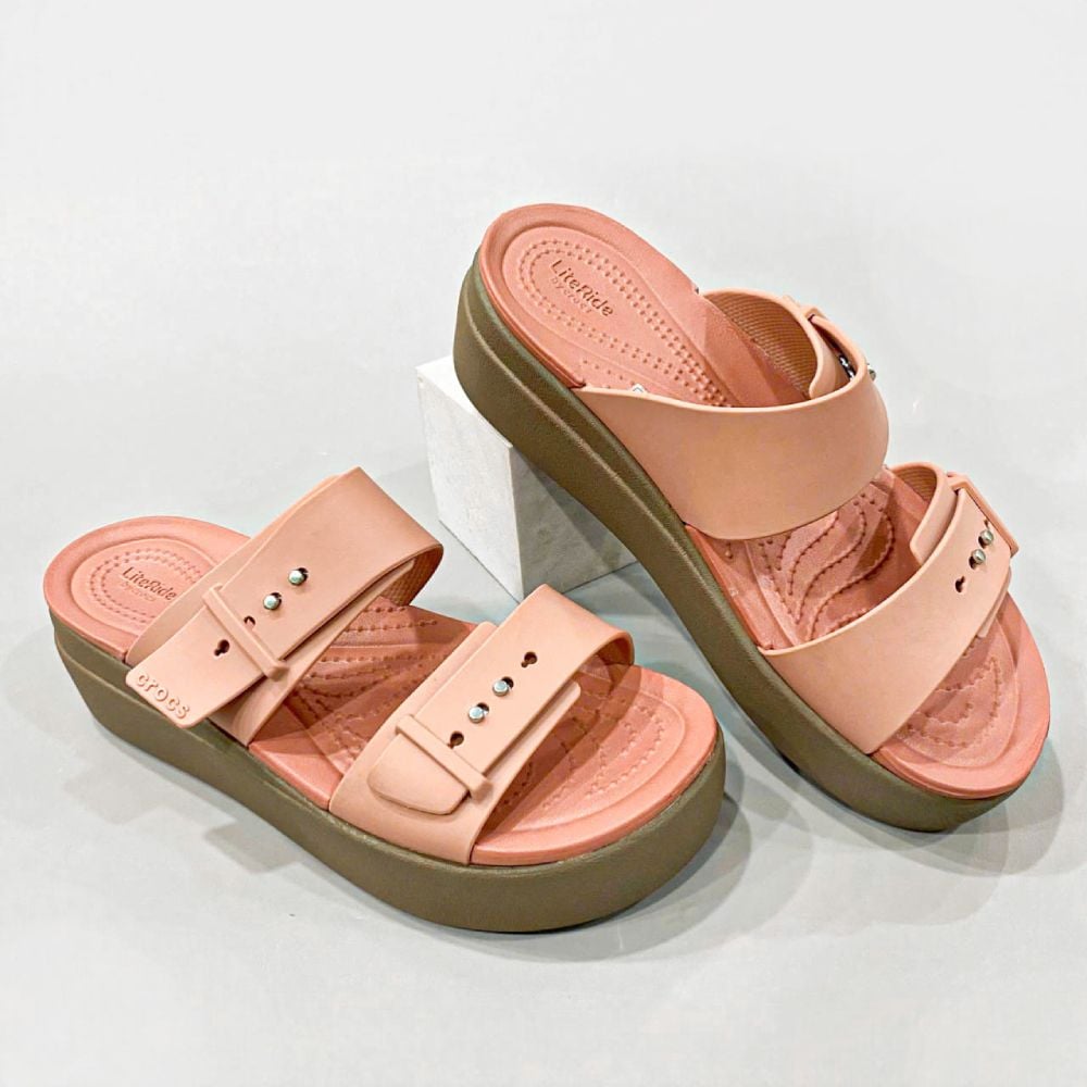  Dép quai ngang đế bánh mỳ Dinas brooklyn mid wedge cài khuy nữ 