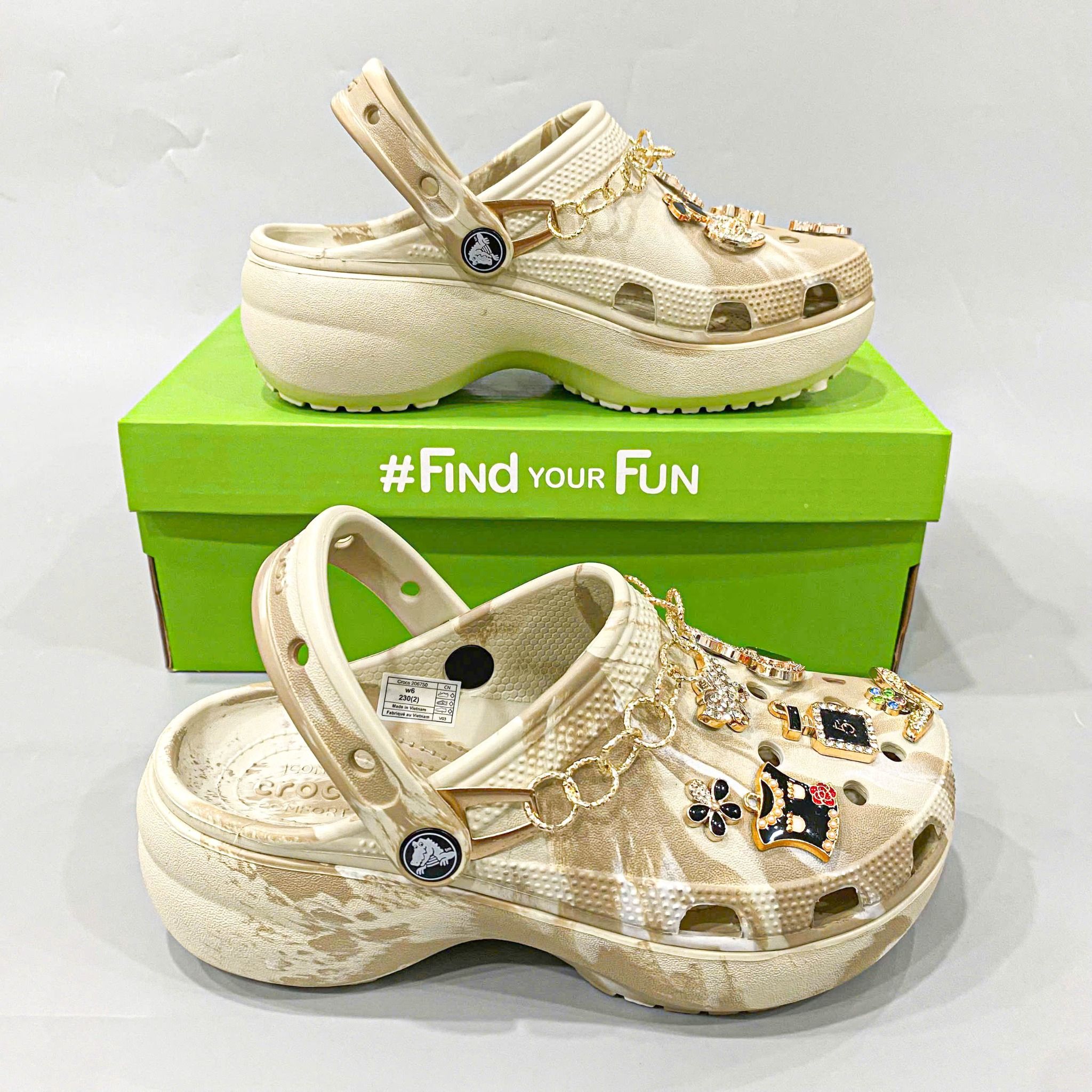  Dép sục Dinas classic platform camo cao 5 phân nam nữ 