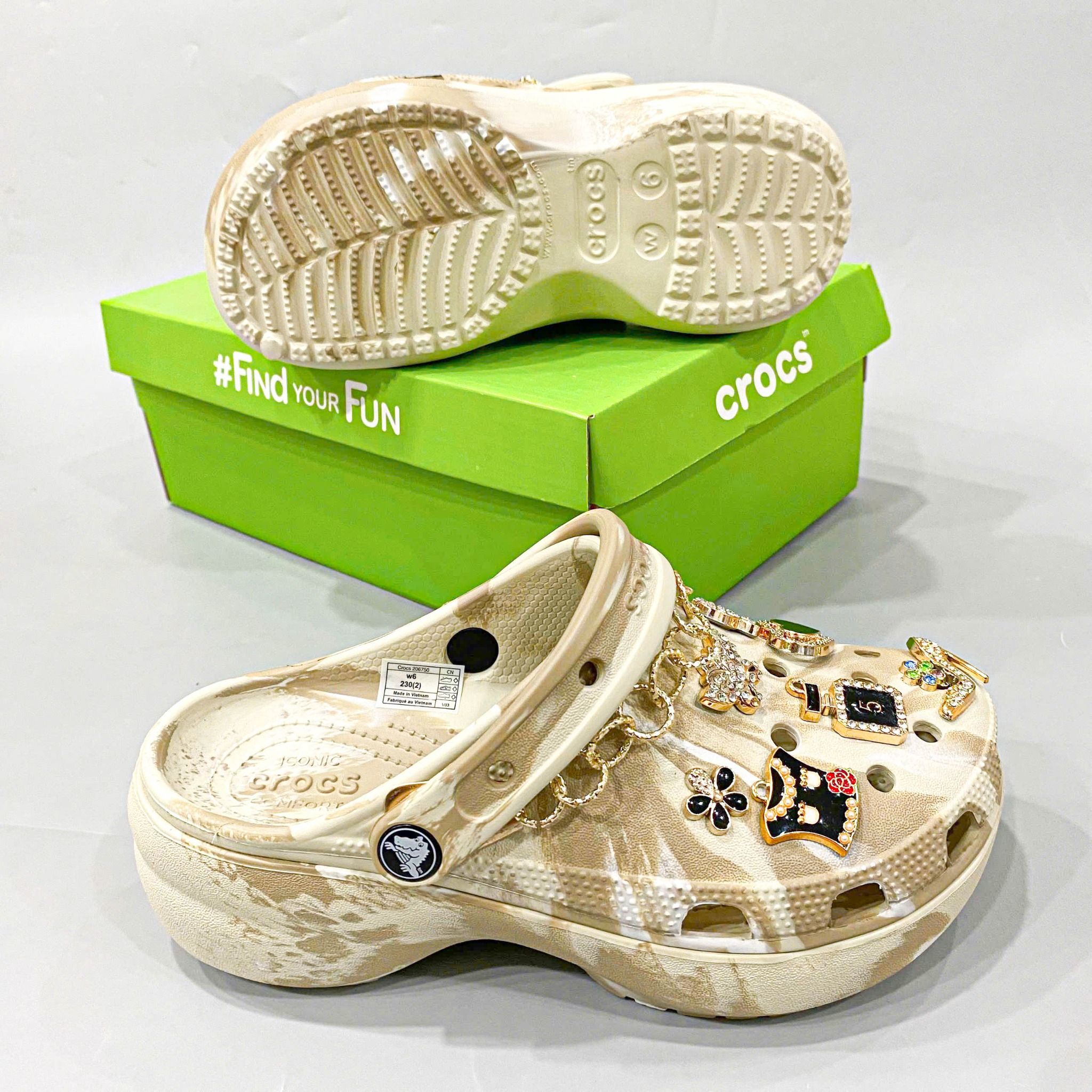  Dép sục Dinas classic platform camo cao 5 phân nam nữ 