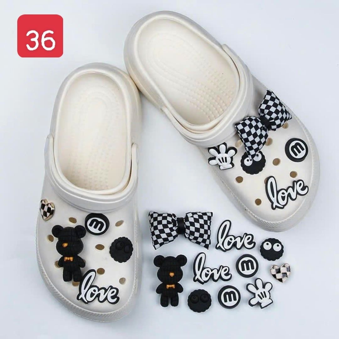  Set Jibbitz charms dây xích giả kim gắn trang trí dép Dinas 