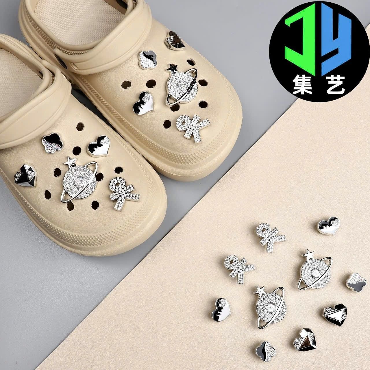  Set Jibbitz charms dây xích giả kim gắn trang trí dép Dinas 