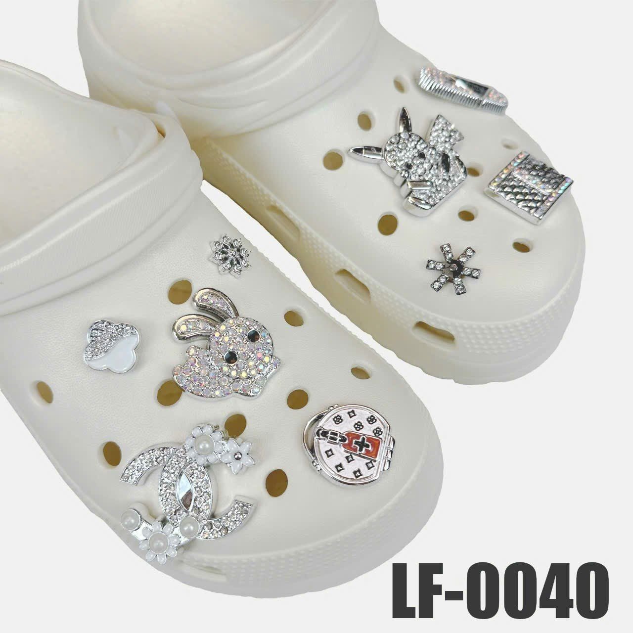  Set Jibbitz charms dây xích giả kim gắn trang trí dép Dinas 