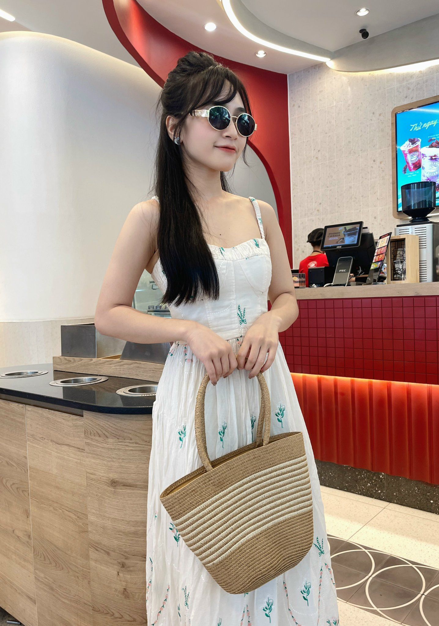  Túi cói kẻ đi biển 