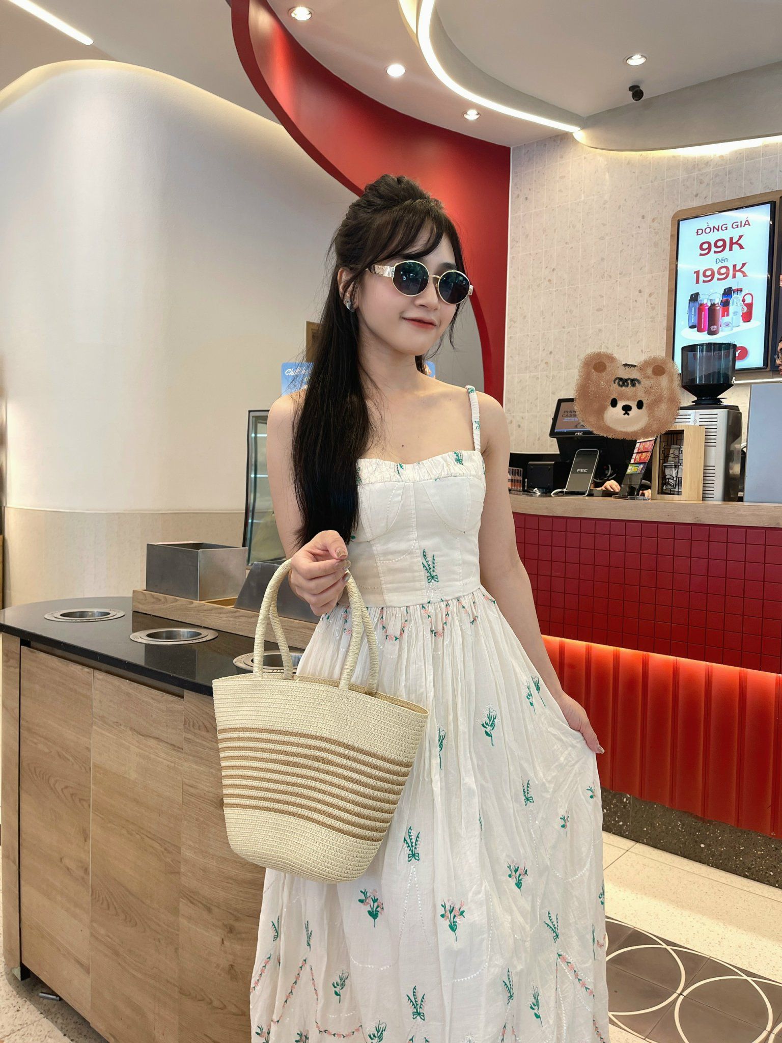  Túi cói kẻ đi biển 