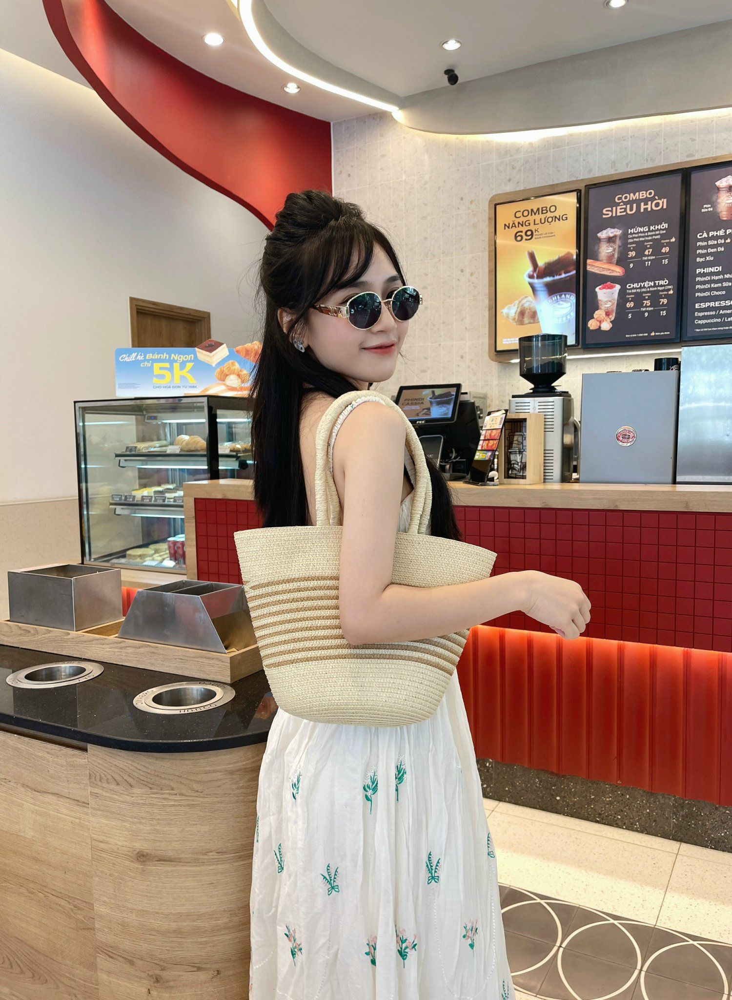  Túi cói kẻ đi biển 