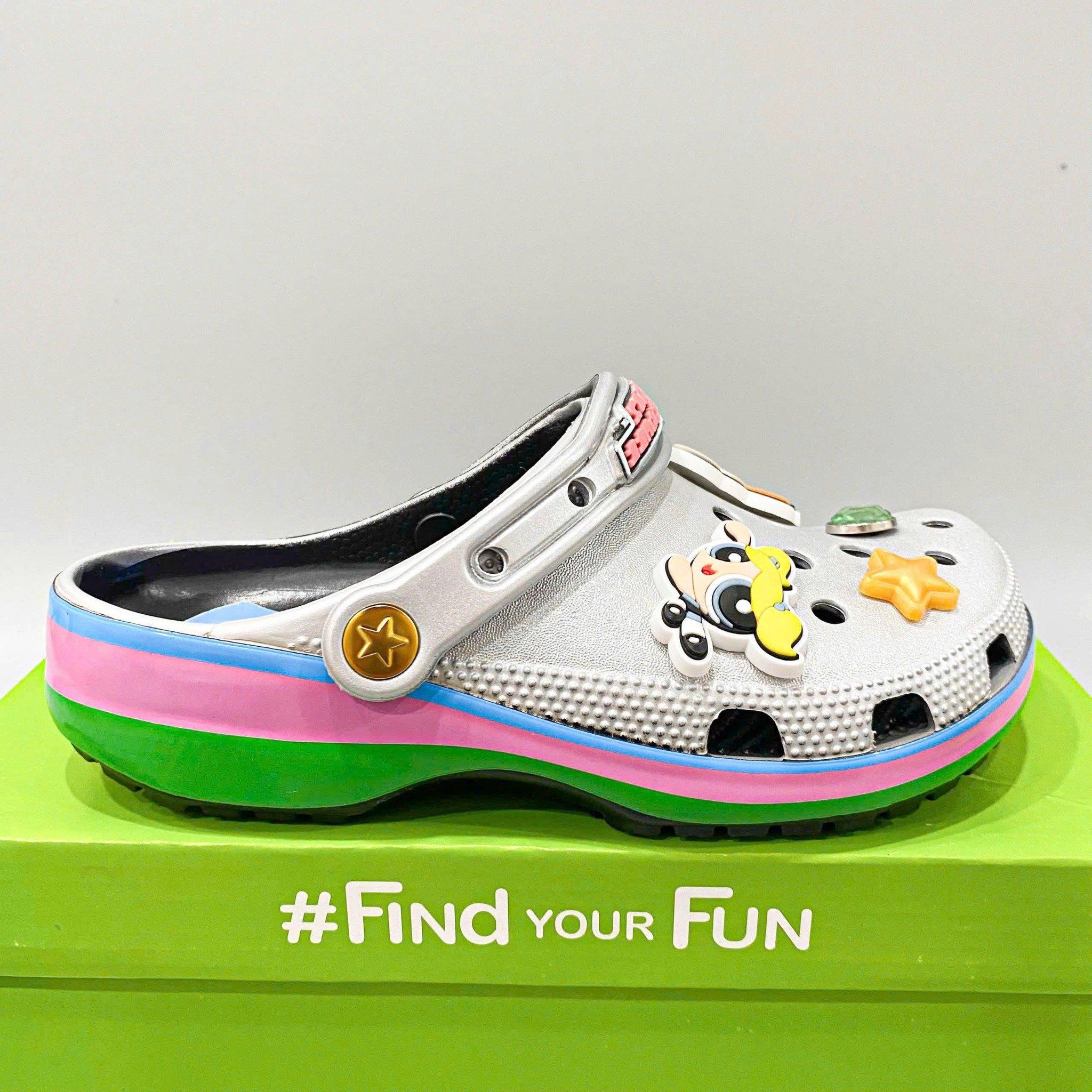  Sục Classic Clog Silver Trẻ Em The Powerpuff Girls Xuất Khẩu 