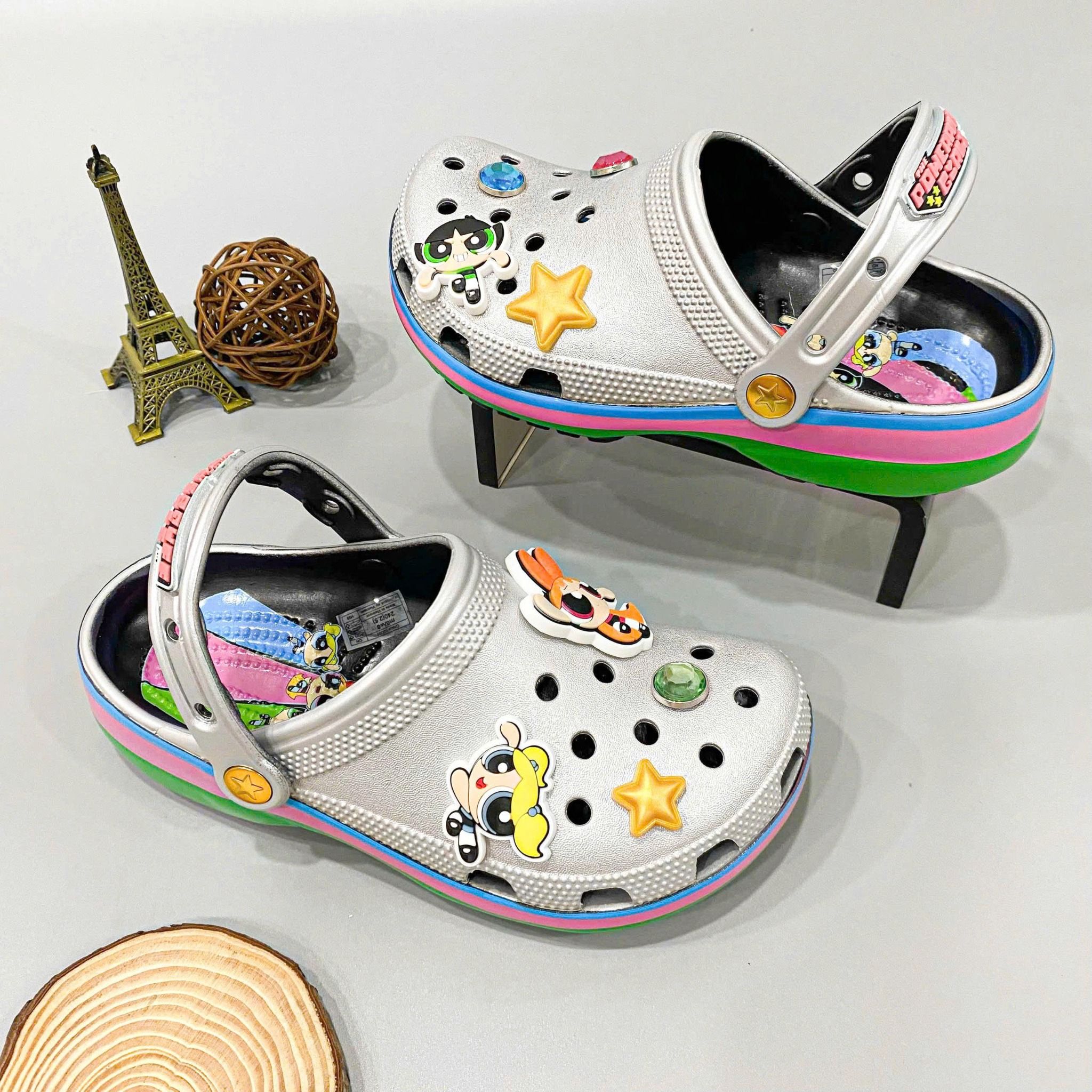  Sục Classic Clog Silver Nữ The Powerpuff Girls Xuất Khẩu 