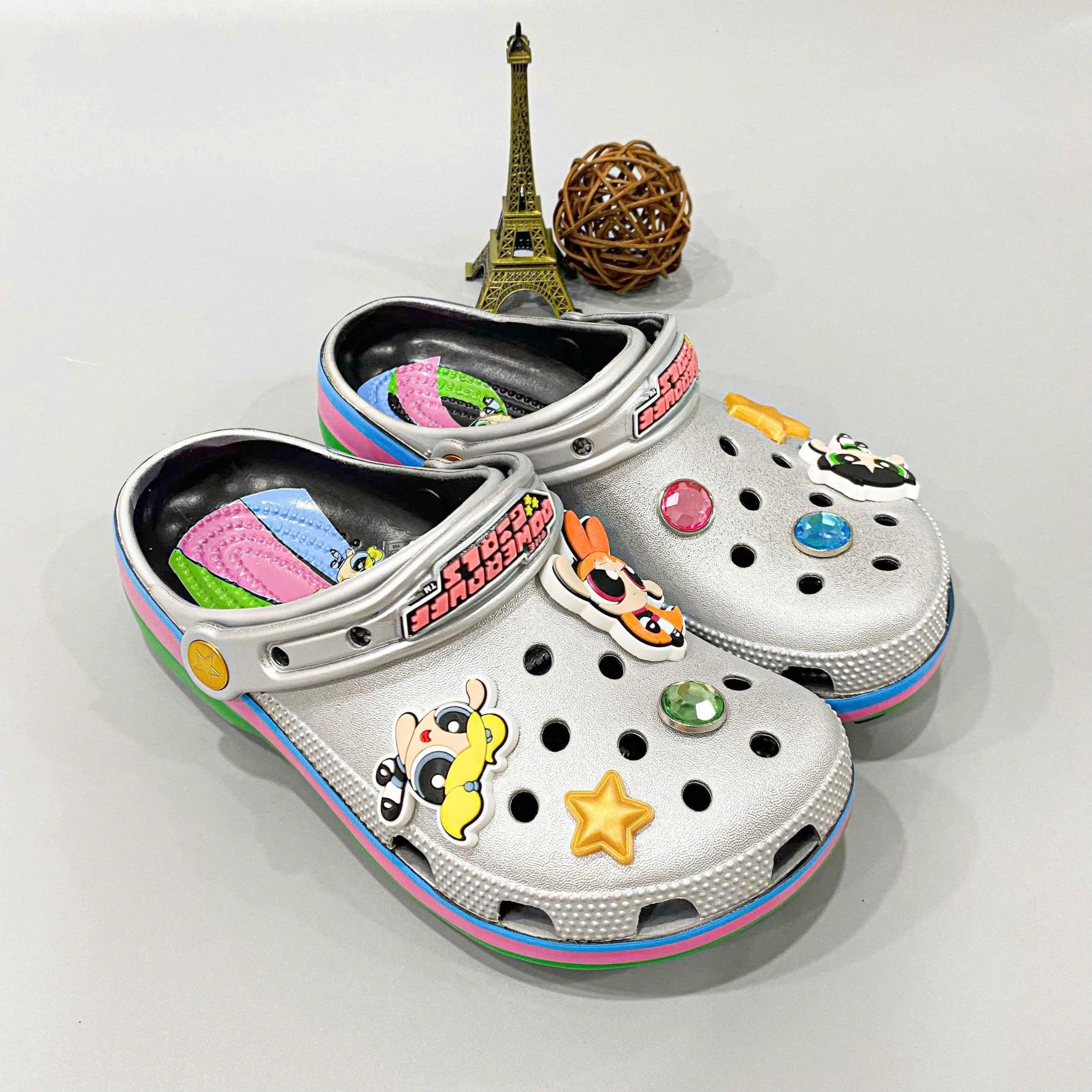  Sục Classic Clog Silver Nữ The Powerpuff Girls Xuất Khẩu 