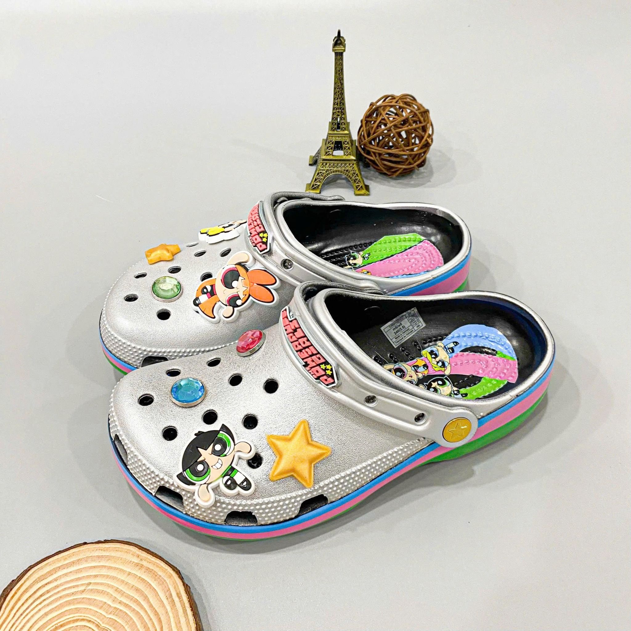  Sục Classic Clog Silver Trẻ Em The Powerpuff Girls Xuất Khẩu 