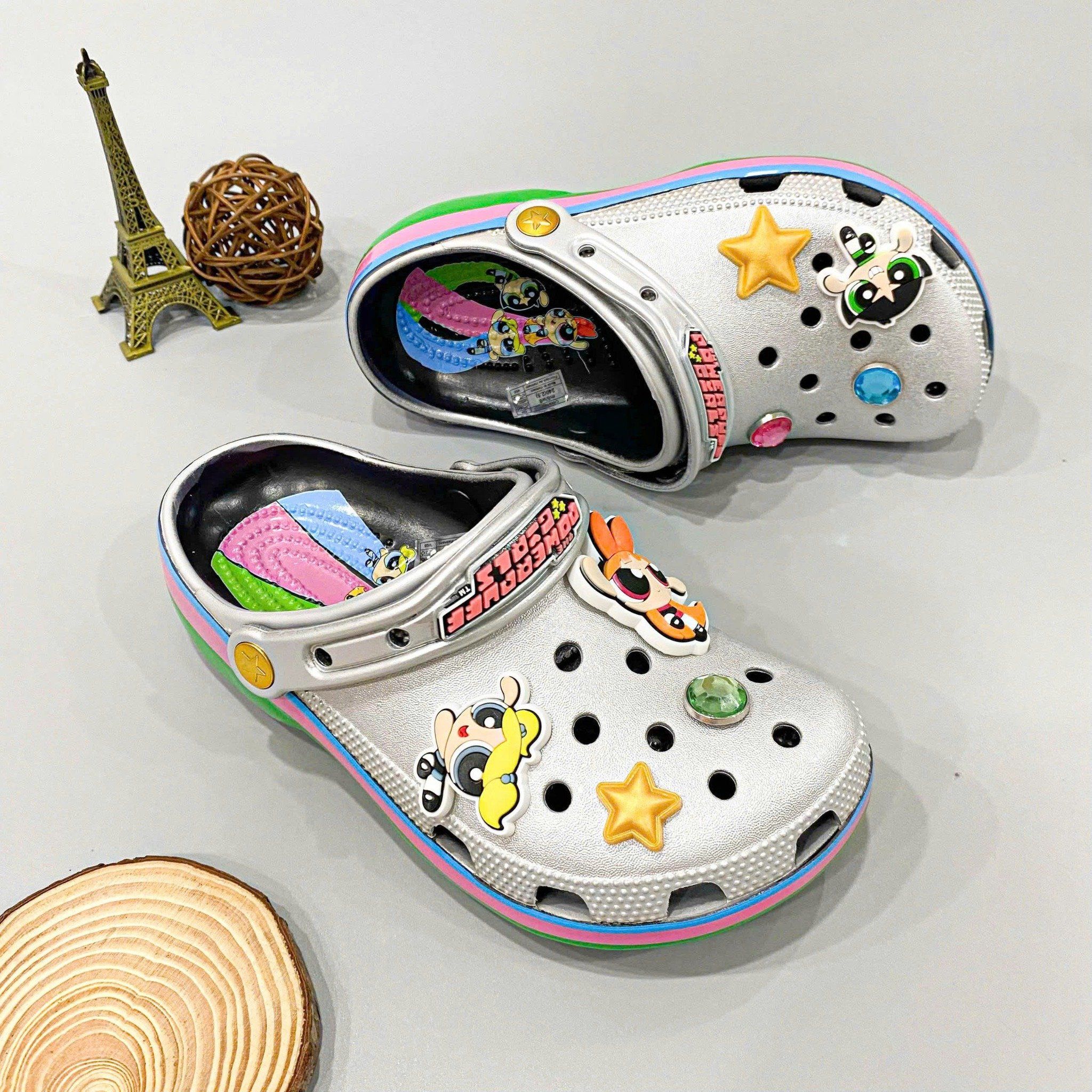  Sục Classic Clog Silver Trẻ Em The Powerpuff Girls Xuất Khẩu 