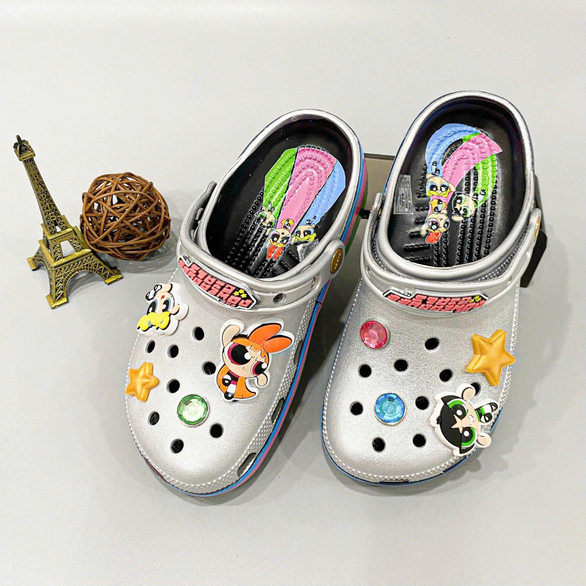  Sục Classic Clog Silver Nữ The Powerpuff Girls Xuất Khẩu 