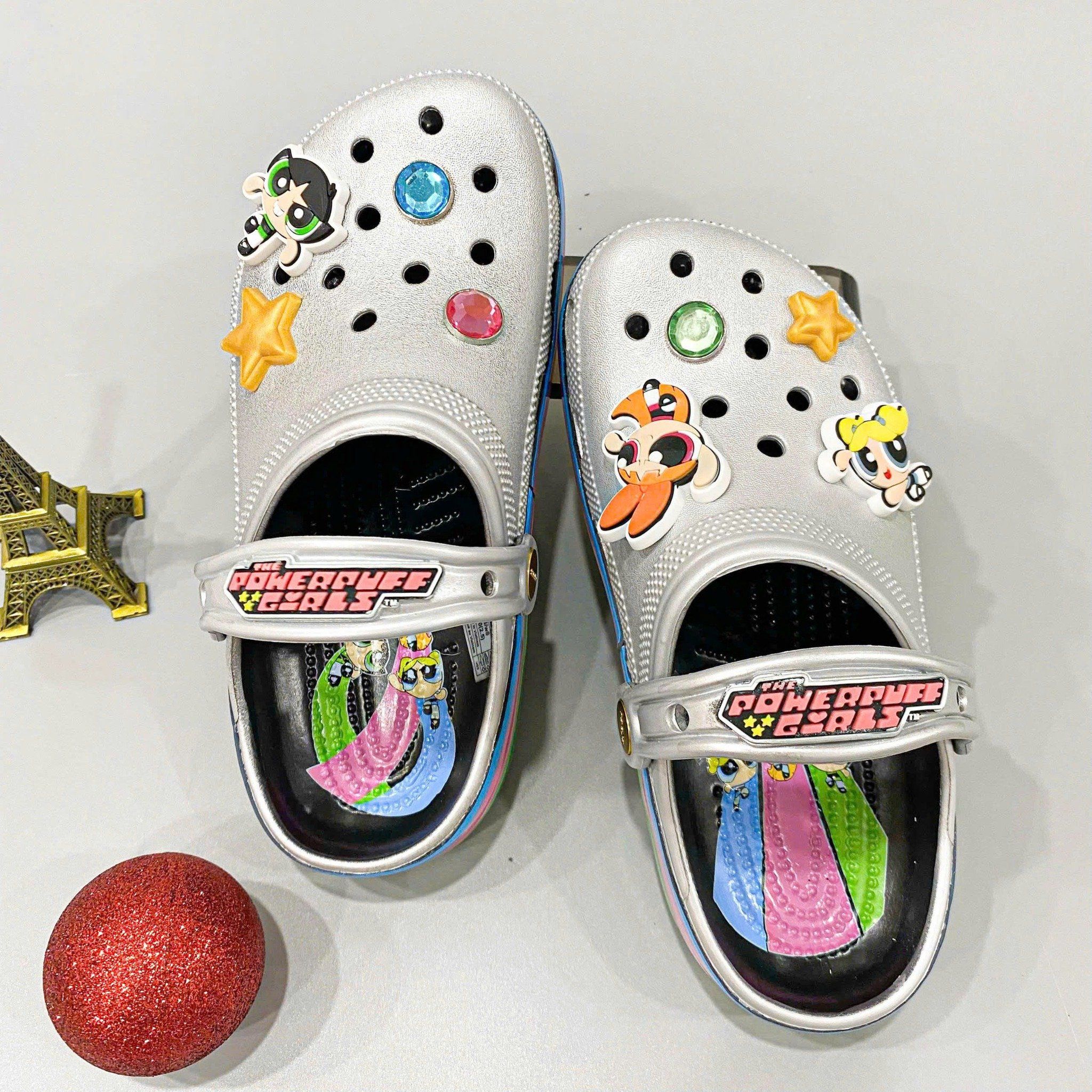  Sục Classic Clog Silver Trẻ Em The Powerpuff Girls Xuất Khẩu 
