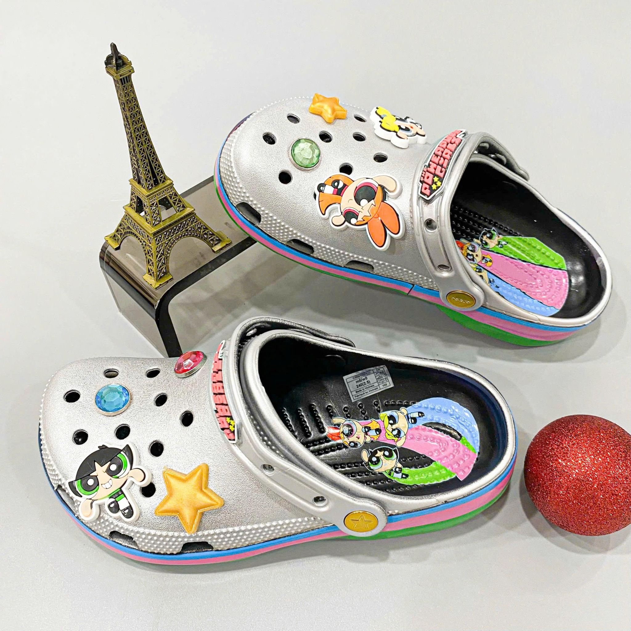  Sục Classic Clog Silver Trẻ Em The Powerpuff Girls Xuất Khẩu 