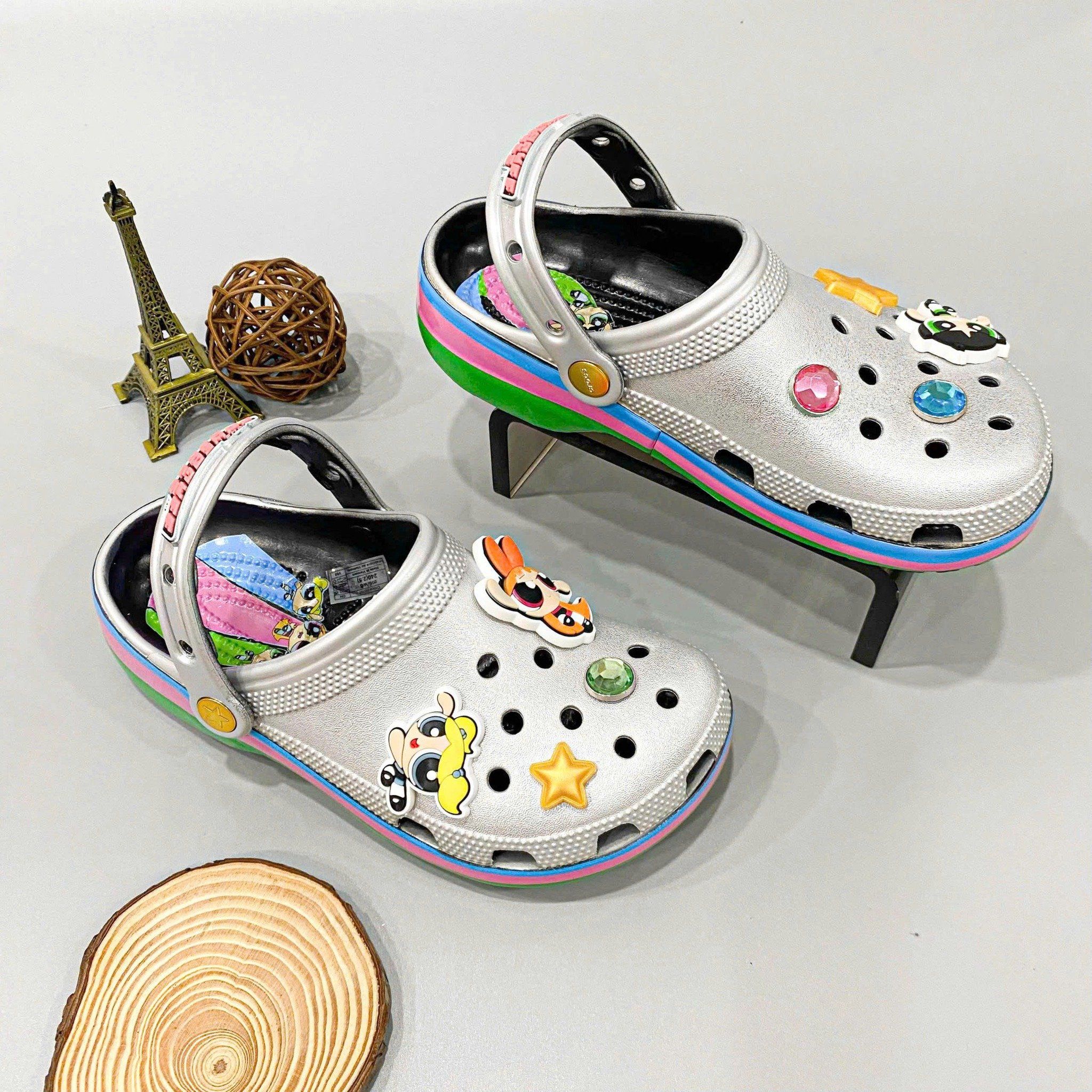  Sục Classic Clog Silver Nữ The Powerpuff Girls Xuất Khẩu 