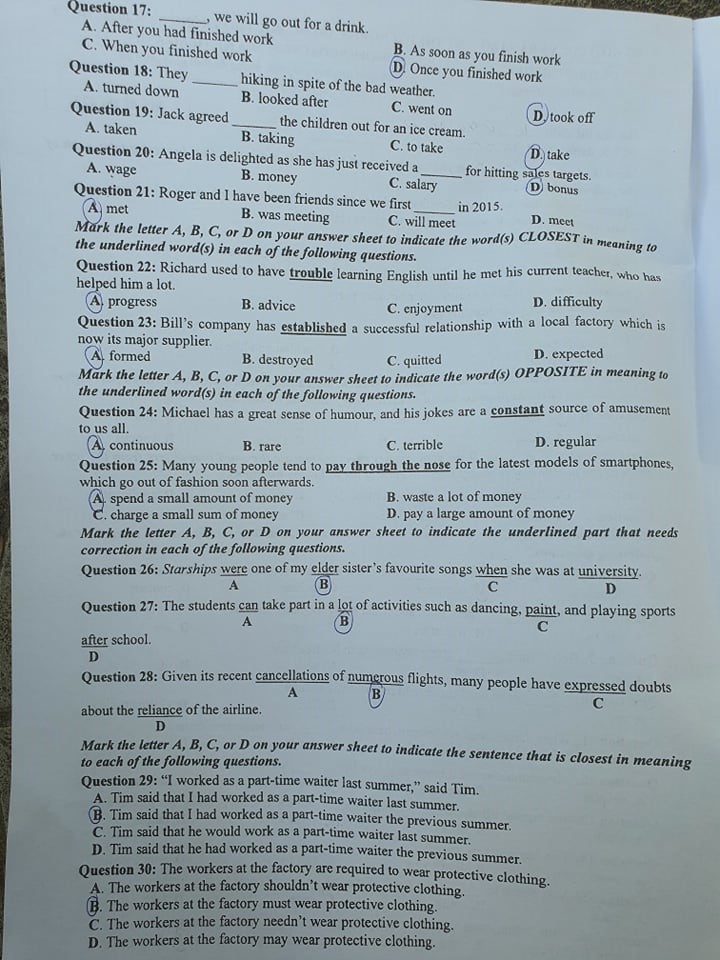 Đề thi môn tiếng Anh tốt nghiệp THPT đợt hai - IES Education
