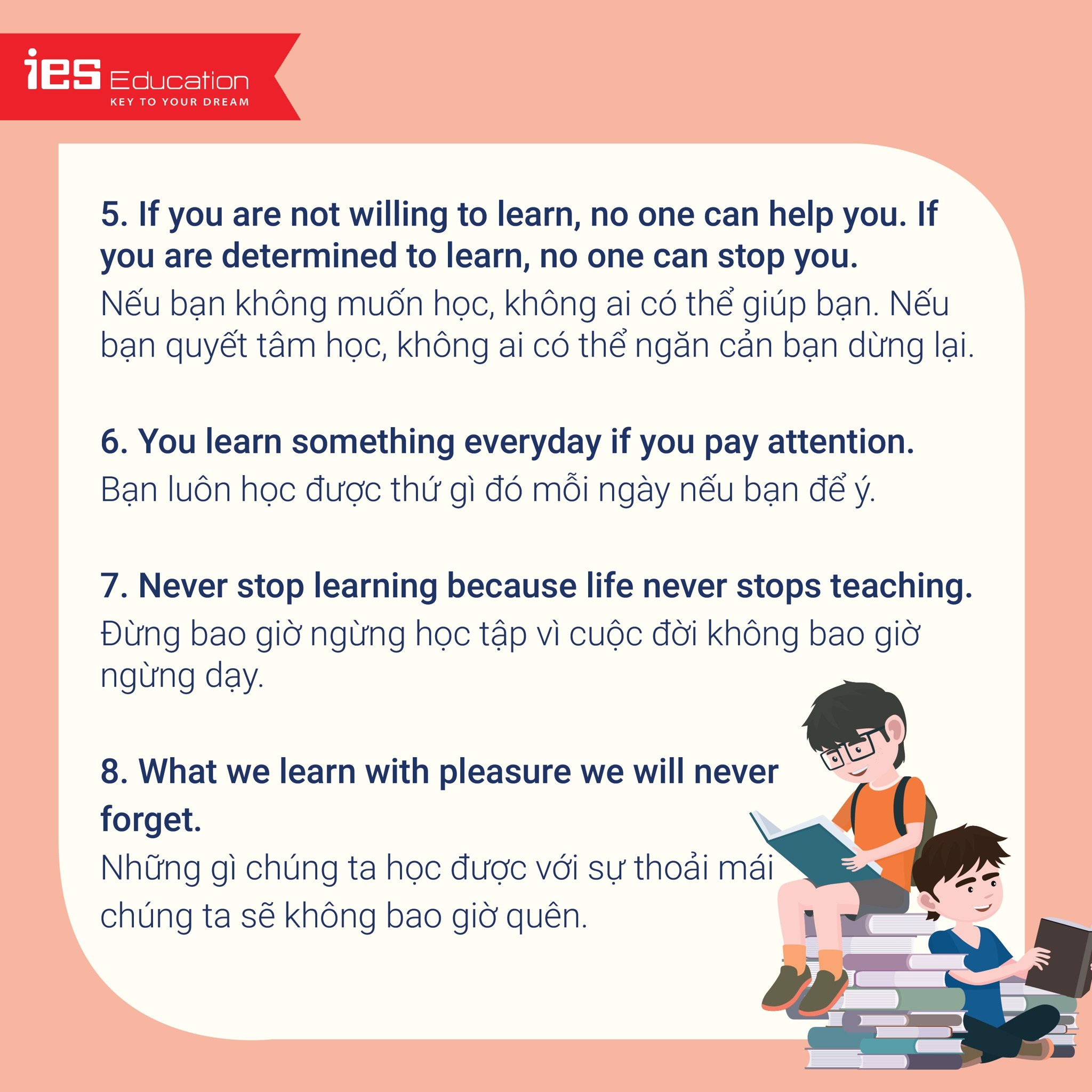 Những câu châm ngôn bằng tiếng Anh về học tập hay và ý nghĩa - IES Education