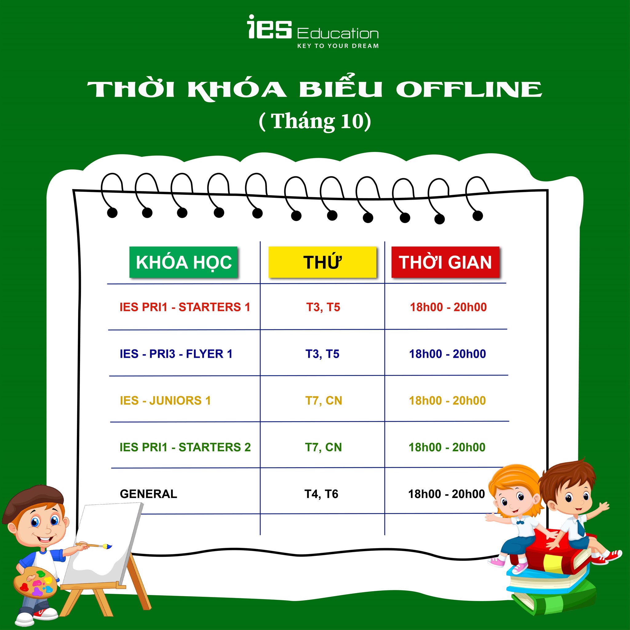 CẬP NHẬT THỜI KHÓA BIỂU MỚI NHẤT CỦA CÁC LỚP HỌC OFFLINE