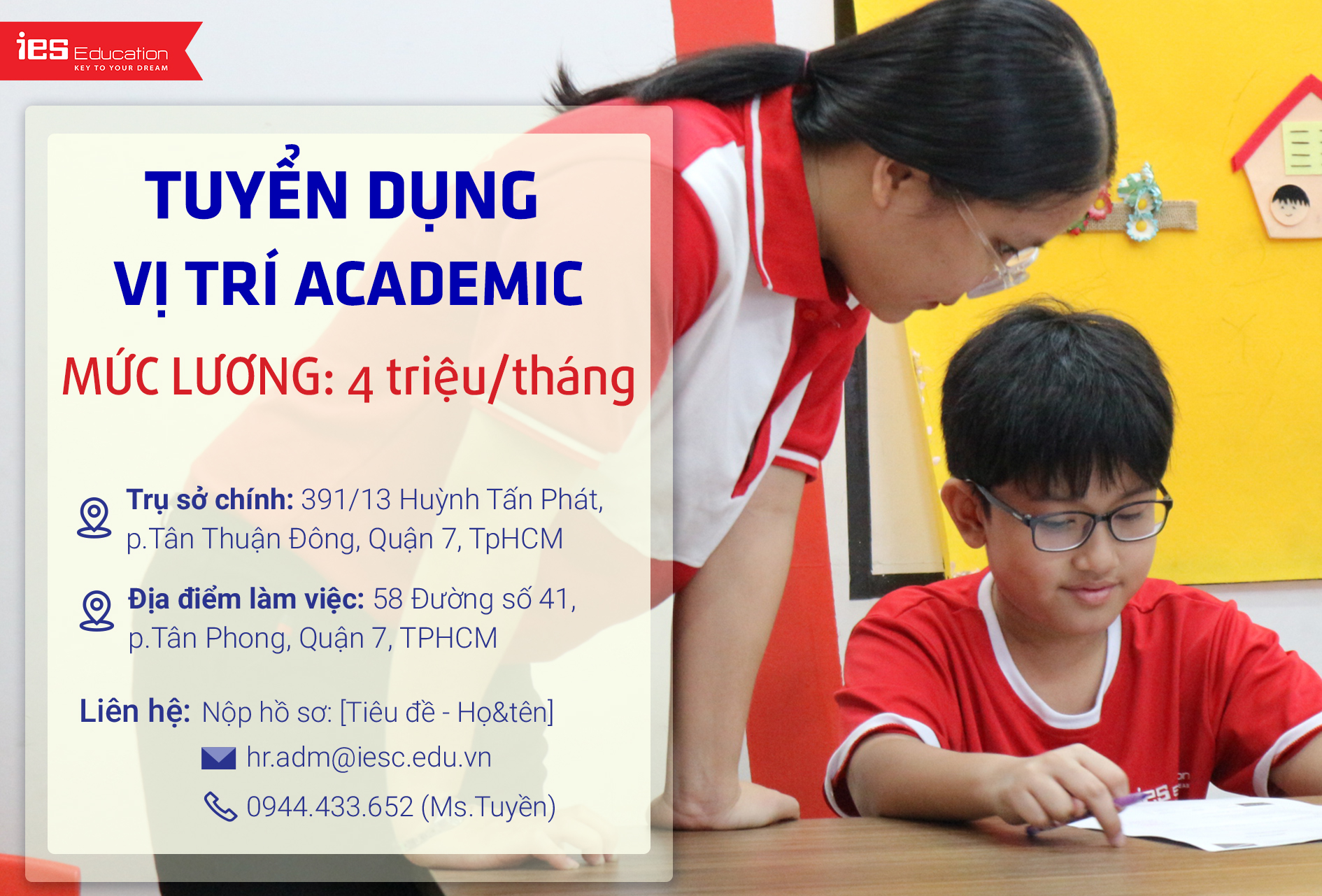 IES Education tuyển dụng vị trí Academic