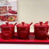 Bộ 3 hũ đựng gia vị Staub màu đỏ