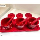 Bộ 3 hũ đựng gia vị Staub màu đỏ