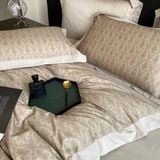 Bộ chăn ga gối Sateen in hoa