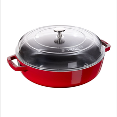  Nồi chảo Staub Cerise gang 28cm nắp kính 