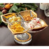 Lọ hoa và chân bồng pha lê mài viền mép vàng thật Bohemia