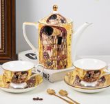 Bộ ấm chén sứ xương Gustav Klimt nụ hôn from EU
