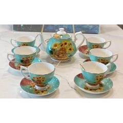  Bộ ấm trà sứ xương Vangogh hoa hướng dương 