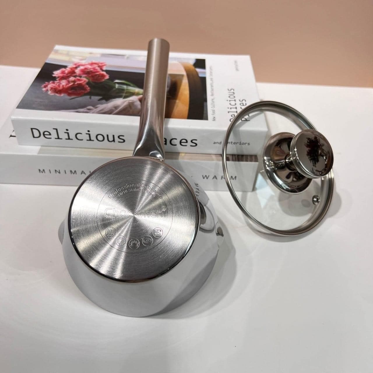 Nồi inox liền đáy 13cm CM Germany nắp kính cường lực