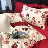 Bộ chăn ga gối hoa hồng lụa 100s cao cấp