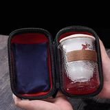 Bộ ấm chén pha trà lồng nhau bằng thủy tinh và sứ vẽ họa tiết đẹp mắt