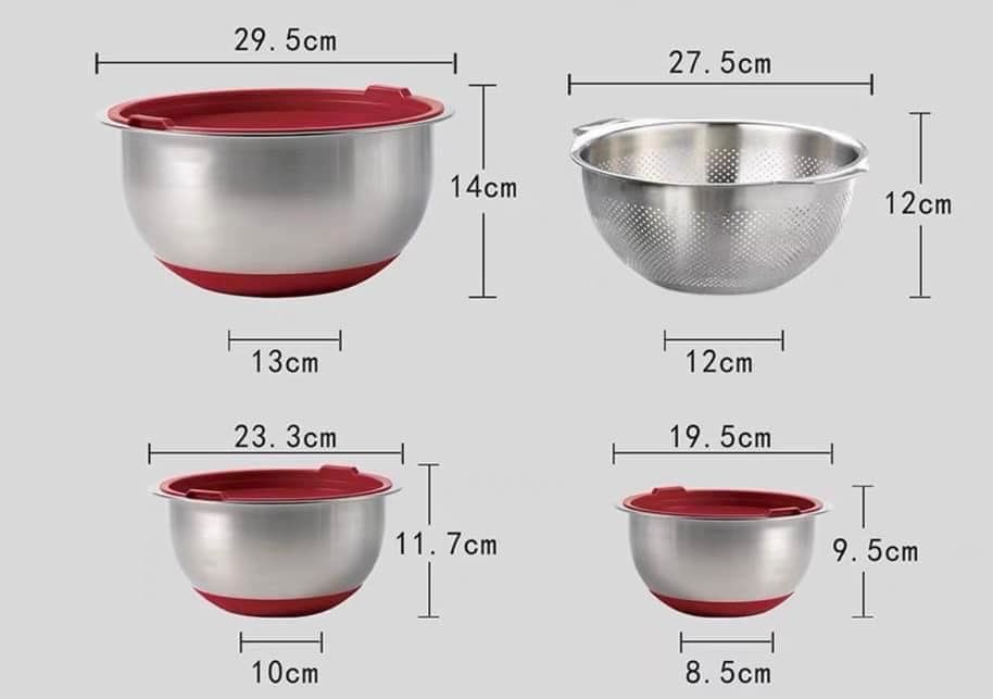 Bộ âu và rổ 4 món Tramontina inox 304 kèm nắp
