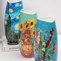  Bình hoa sứ xương tranh Vangogh và Gustav Klimt 