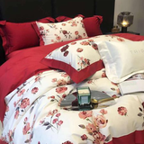 Bộ chăn ga gối hoa hồng lụa 100s cao cấp