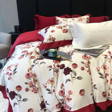 Bộ chăn ga gối hoa hồng lụa 100s cao cấp