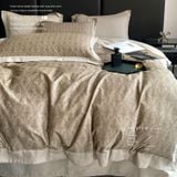 Bộ chăn ga gối Sateen in hoa