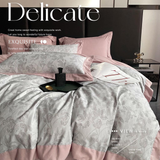 Bộ chăn ga gối Sateen in hoa