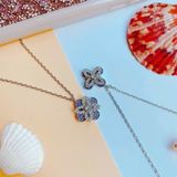 Bộ dây chuyền khuyên tai Swarovski hoa tím