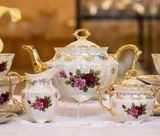 Bộ ấm chén trà sứ mạ vàng tiệp khắc nổi tiếng Cebis Bohemia Original