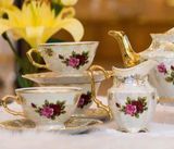 Bộ ấm chén trà sứ mạ vàng tiệp khắc nổi tiếng Cebis Bohemia Original