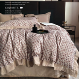 Bộ chăn ga gối Sateen in hoa