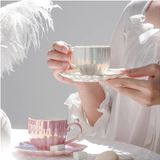Bộ 2 tách, 2 đĩa và 2 thìa cà phê ngọc trai