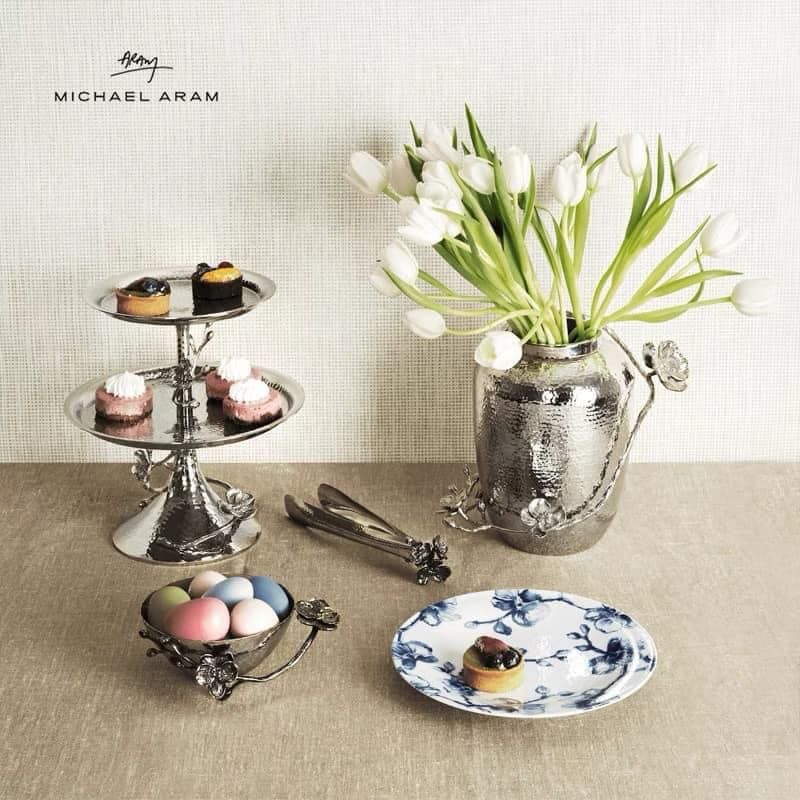 Khay mạ bạc 2 tầng Michael Aram White Orchid