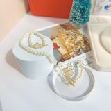 Bộ 4 món trang sức vòng cổ, vòng tay, khuyên tai, nhẫn ngọc trai four-leaf clover