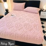 Bộ ga, gối bọc đệm vân nổi hoạ tiết Châu Âu