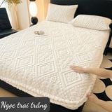 Bộ ga, gối bọc đệm vân nổi hoạ tiết Châu Âu
